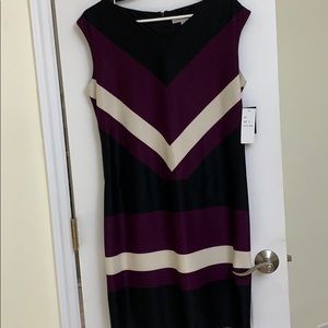 Night Black and Purple Dress with White
